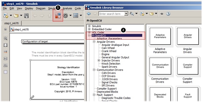 OpenECU integrated with MATLAB's library browser (R2015a - R2020a)